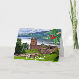 Tarjeta Navidad del Clan Escocés Grant Castillo Urquhart