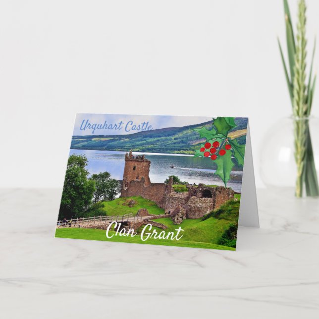 Tarjeta Navidad del Clan Escocés Grant Castillo Urquhart (Anverso)