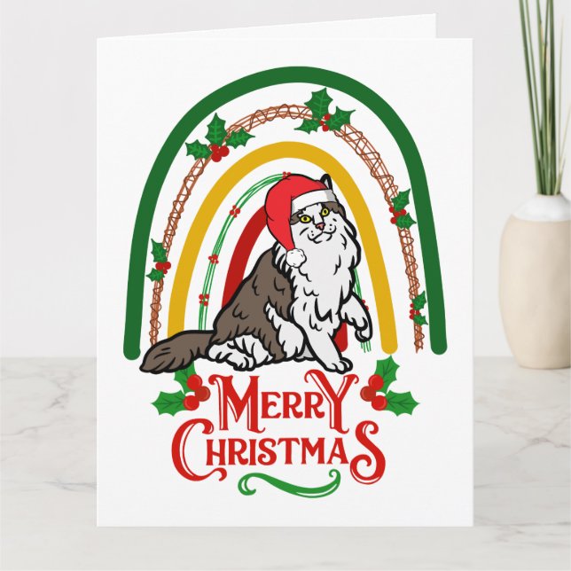 Tarjeta Navidad del gato forestal noruego (Anverso)