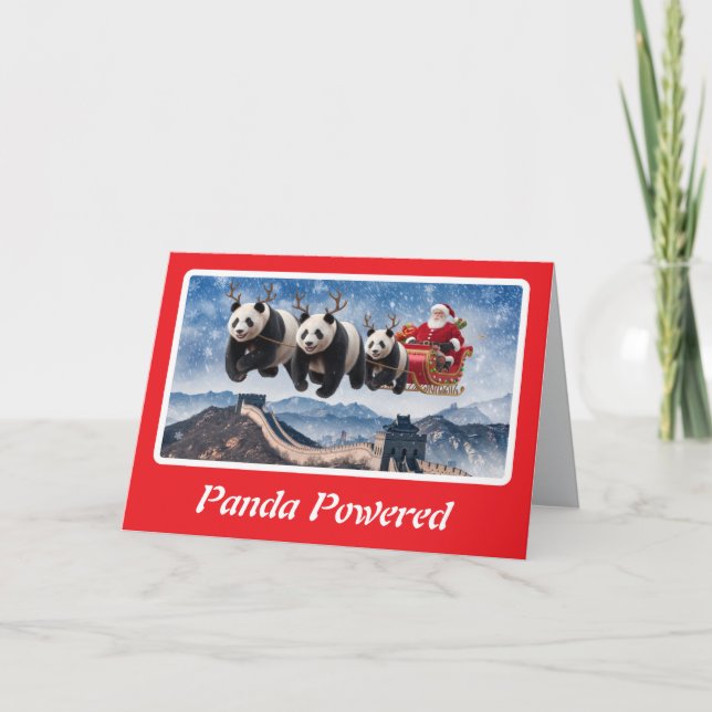 Tarjeta Navidad del Oso Panda Divertido (Anverso)