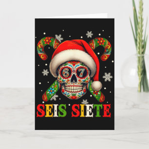 Tarjeta Navidad Dia De Los Muertos Calavera De Azúcar Seis