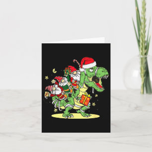 Tarjeta Navidad, Dino, Navidad Fea, Dinosaurio Trex, Gnomo