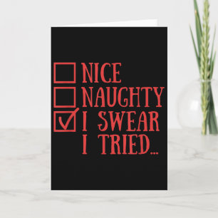 Tarjeta Navidad Divertida Bonita Malvada Lo Juro Intenté