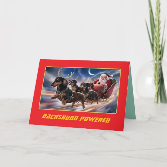 Tarjeta Navidad divertida con Dachshund (Anverso)