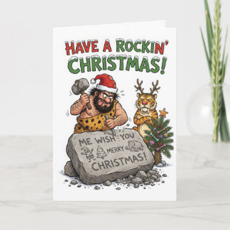 Tarjeta Navidad divertida del hombre de las cavernas – Que