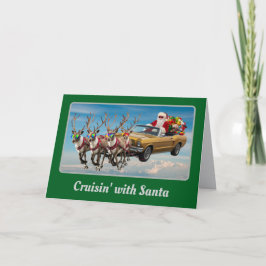 Tarjeta Navidad divertida en el convertible de Papá Noel