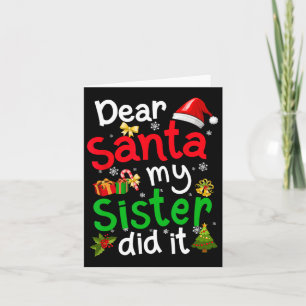 Tarjeta Navidad Divertida Familia Querido Santa Mi Hermana