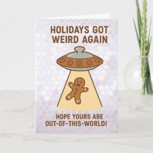 Tarjeta Navidad Divertida: Galleta de Jengibre OVNI Fuera