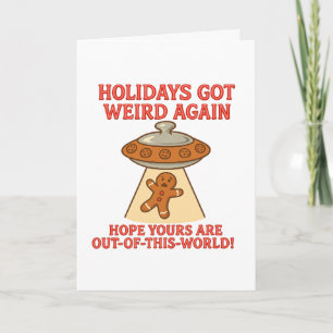 Tarjeta Navidad Divertida: Galleta de Jengibre OVNI Fuera 
