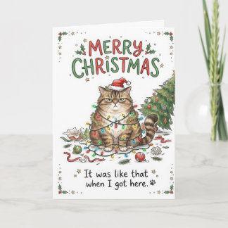 Tarjeta Navidad Divertida Gato Gruñón – Ya Estaba Así