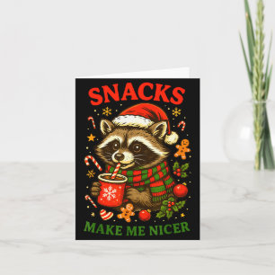 Tarjeta Navidad Divertida Lindos Mapaches Salvajes Snacks