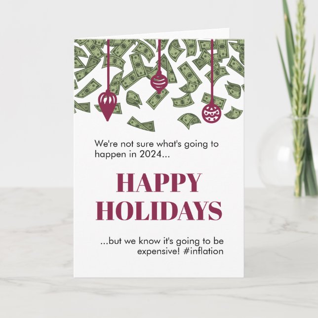 Tarjeta Navidad divertida lluvia de dinero inflación 2022  (Anverso)
