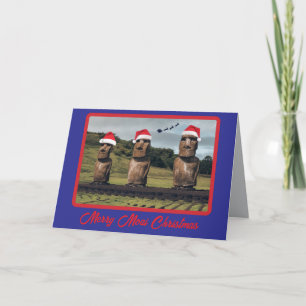 Tarjeta Navidad divertida Moai