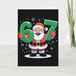Tarjeta Navidad Divertida Santa Retro 67 Meme Seis Siete
