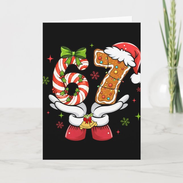 Tarjeta Navidad Divertida Seis Siete 6 7 Meme Gen Alpha Ar (Anverso)
