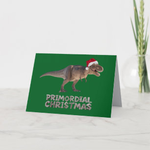Tarjeta Navidad divertida T-Rex festivo 