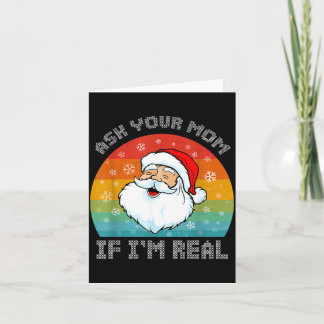 Tarjeta Navidad divertido retro santa pregunta a mamá si s