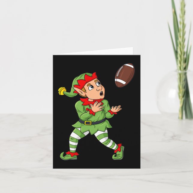 Tarjeta Navidad Elf Fútbol Amplio Receptor Niños Fam (Anverso)