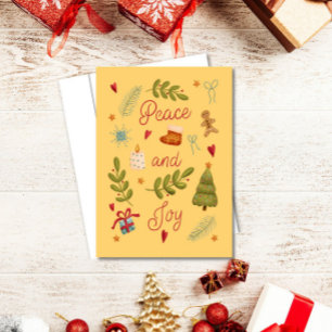 Tarjeta Navidad en Acuarela Paz y Alegría