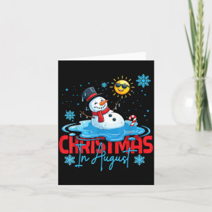 Tarjeta Navidad en Agosto Hombre de Nieve Derretido Verano