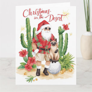 Tarjeta Navidad en Arizona con Santa y Cactus 