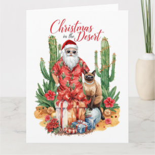 Tarjeta Navidad en Arizona con Santa y Cactus 