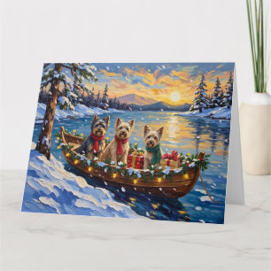 Tarjeta Navidad en Barco con Terrier Tibetano