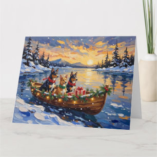 Tarjeta Navidad en Barco de Kelpie Australiano