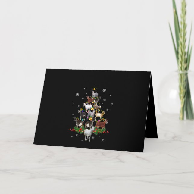 Tarjeta Navidad en el árbol de la cabra Nochebuena (Anverso)