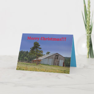 Tarjeta Navidad en el viejo granero de Colorado