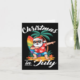 Tarjeta Navidad en julio divertido dabbing santa playa