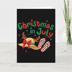 Tarjeta Navidad En Julio Reno Ciervo Tropical Verano Vibra