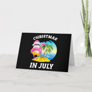 Tarjeta Navidad En Julio Santa Flamenco Piscina Verano