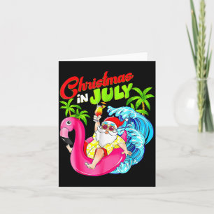 Tarjeta Navidad En Julio Santa Flamingo Hawaiano Verano