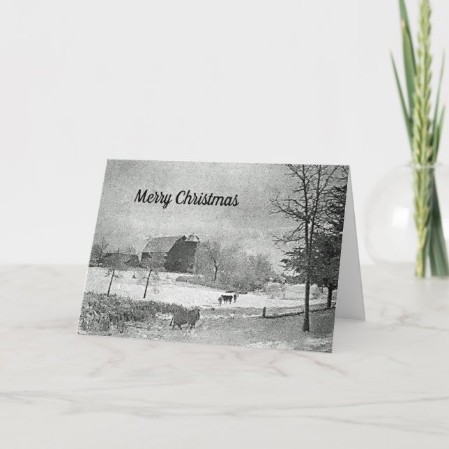 Tarjeta Navidad en la antigua granja (Anverso)