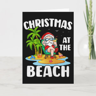 Tarjeta Navidad En La Playa Santa De Verano Navidad En Jul