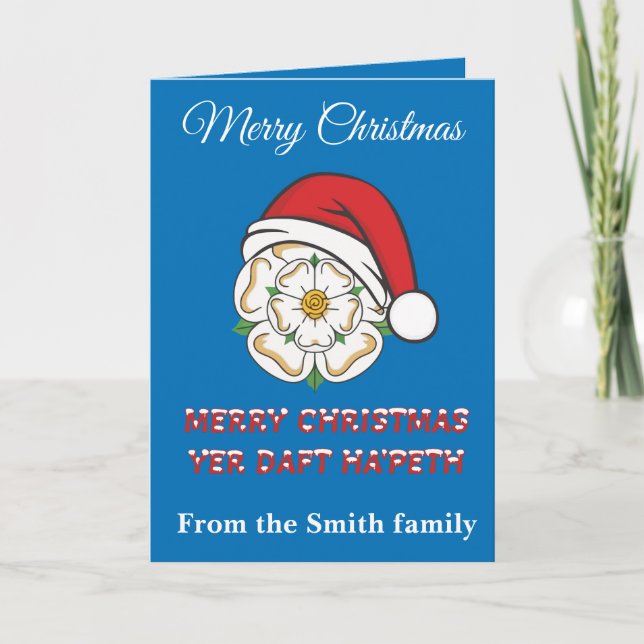 Tarjeta Navidad en Yorkshire Feliz Navidad Yer Daft Hapet (Anverso)