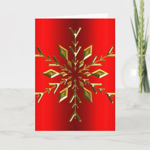 Tarjeta Navidad Estrella Copo de Nieve Dorado Rojo