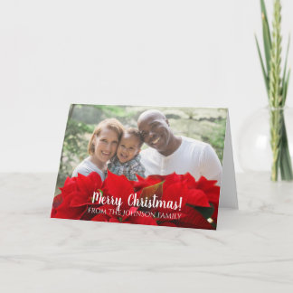 Tarjeta Navidad Familiar Personalizada de Color Rojo Poins
