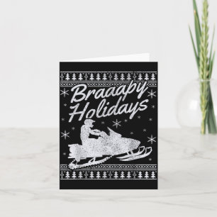 Tarjeta Navidad fea divertida de vacaciones de moto de nie