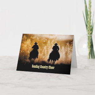 Tarjeta Navidad Felices Fiestas Country Western Vaqueros