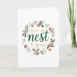 Tarjeta Navidad Festiva "De nuestro Nido al Tuyo"