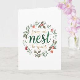 Tarjeta Navidad Festiva "De nuestro Nido al Tuyo"