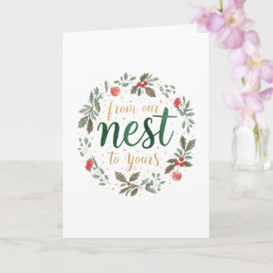 Tarjeta Navidad Festiva "De nuestro Nido al Tuyo"