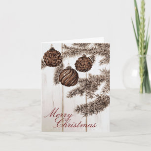 Tarjeta Navidad Festiva Minimalista Sepia Rústica