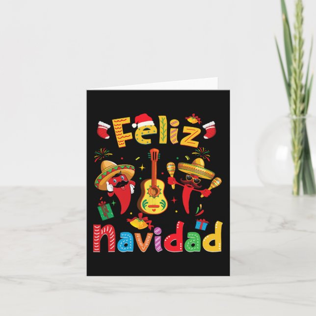 Tarjeta Navidad Fiesta mexicana de guitarra de pimienta ca (Anverso)