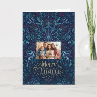 Tarjeta Navidad Foto Ornate Copo de Nieve