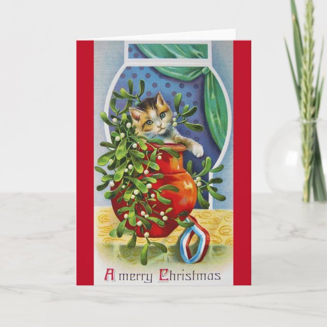 Tarjeta Navidad, Gatito Noel (Anverso)
