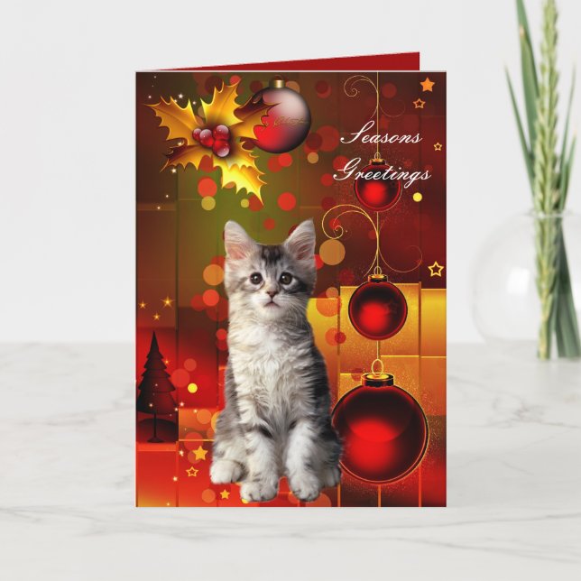 Tarjeta Navidad Gato Gatito (Anverso)