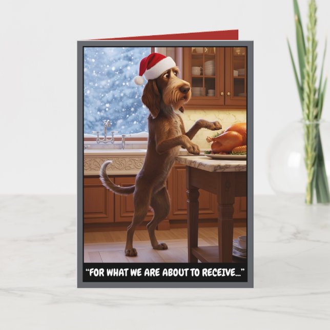 Tarjeta Navidad Hilarante del Spinone Italiano (Anverso)